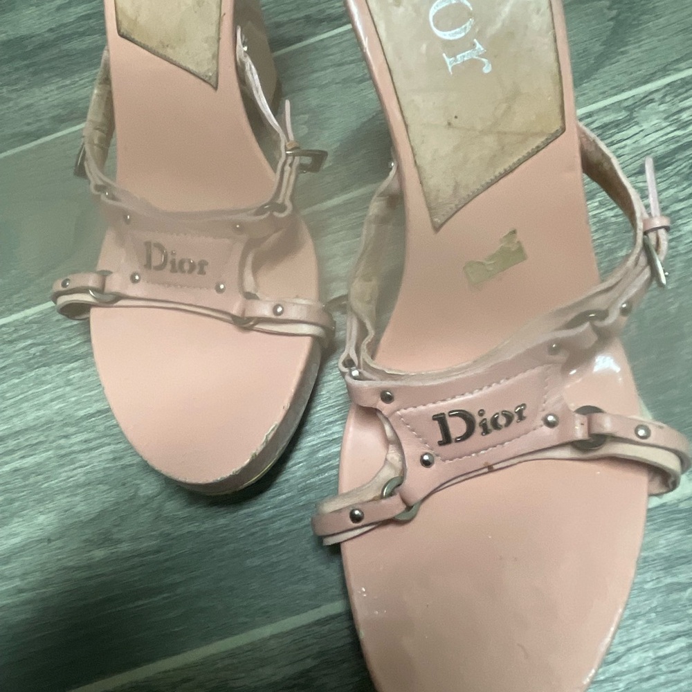 Dior Blush Patent Leather Slingback Sandals